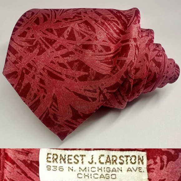 Ernest J. Carston Other - Vintage Ernest J. Carston Floral Pink Classic Silk Tie, Chicago